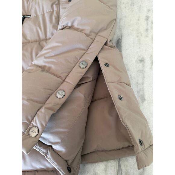 DKNY Tan Beige Long Puffer Coat Size Small Warm Winter Outdoors - Picture 7 of 13